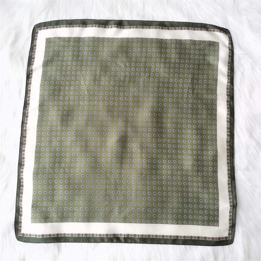 Square Imitated Silk Scarf – Geometric Pattern
