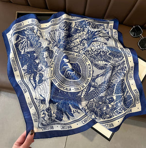 Elegant Floral Silk Square Scarf – Versatile & Stylish (70x70cm)