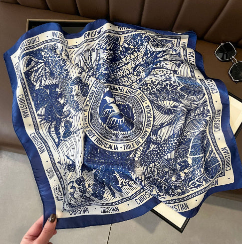Elegant Floral Silk Square Scarf – Versatile & Stylish (70x70cm)