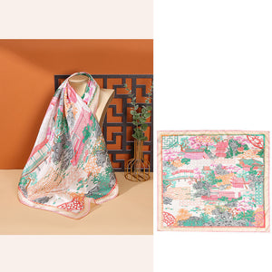 Women's Fashionable Mulberry Silk Scarf – Elegant Printed Square Wrap (70x70cm)
