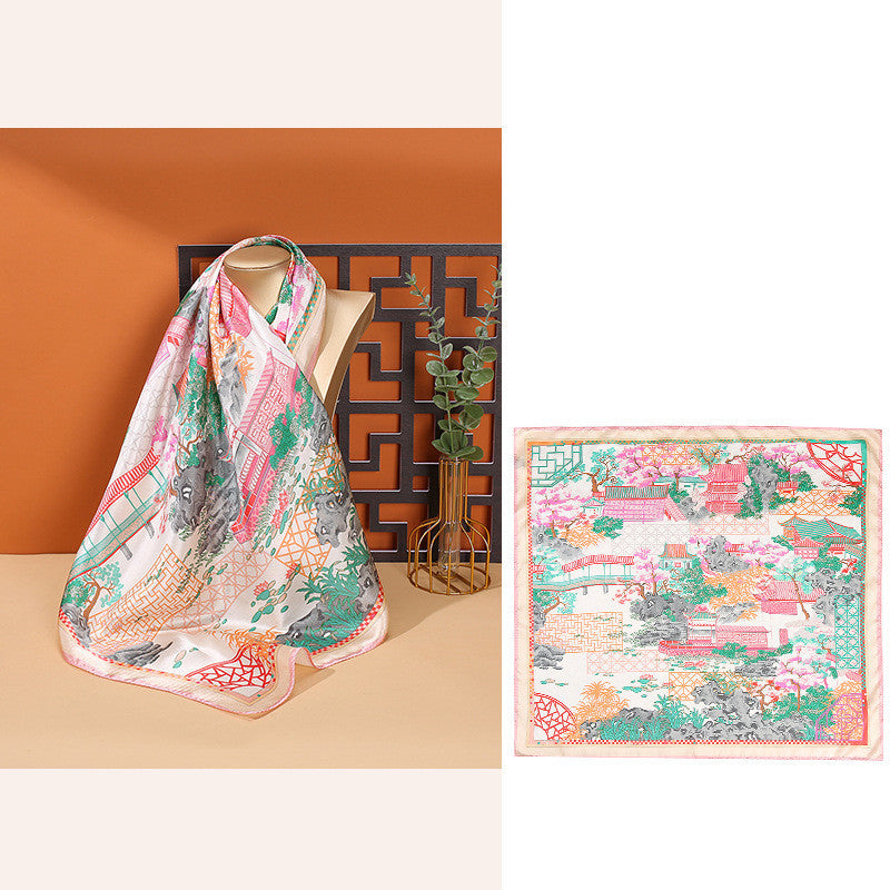Women's Fashionable Mulberry Silk Scarf – Elegant Printed Square Wrap (70x70cm)