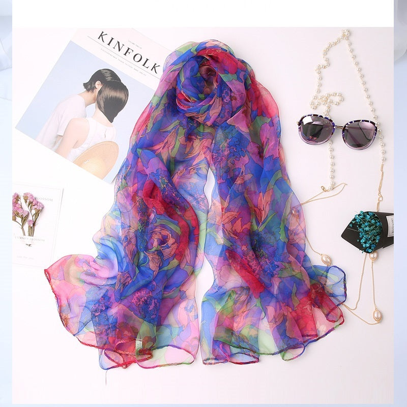 Ladies' Fashion Versatile Decorative Silk Scarf – Elegant & Chic