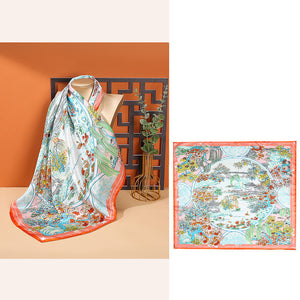 Women's Fashionable Mulberry Silk Scarf – Elegant Printed Square Wrap (70x70cm)