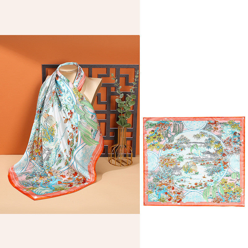Women's Fashionable Mulberry Silk Scarf – Elegant Printed Square Wrap (70x70cm)