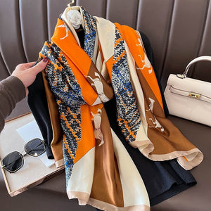 Winter Warm Vintage Print Chain Scarf (90x180cm)