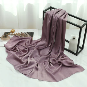 Solid Color Silk Scarf – Elegant Crepe Polyester Wrap for All Seasons (180x70cm)