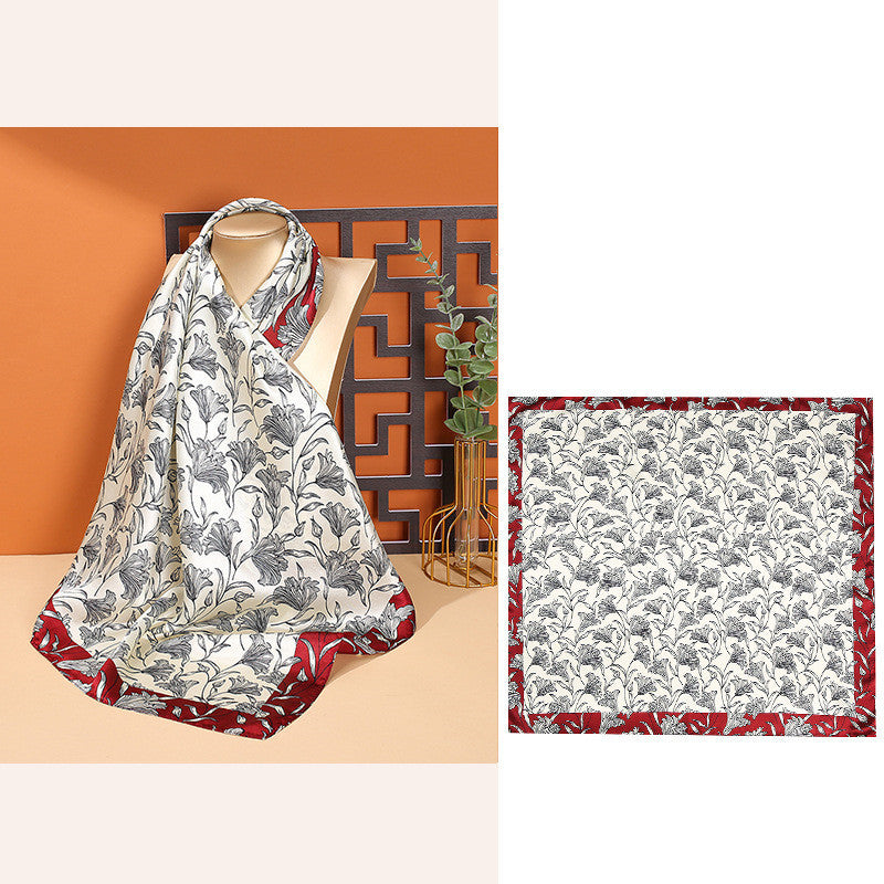 Women's Fashionable Mulberry Silk Scarf – Elegant Printed Square Wrap (70x70cm)