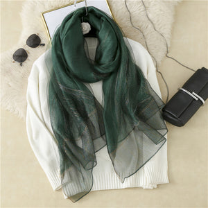 Women's Elegant Wool Silk Scarf – Soft & Warm Tie-Dye Wrap (200x75cm)
