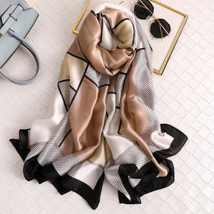 Women's Simulated Silk Sunscreen Scarf – Lightweight Floral Summer Wrap
