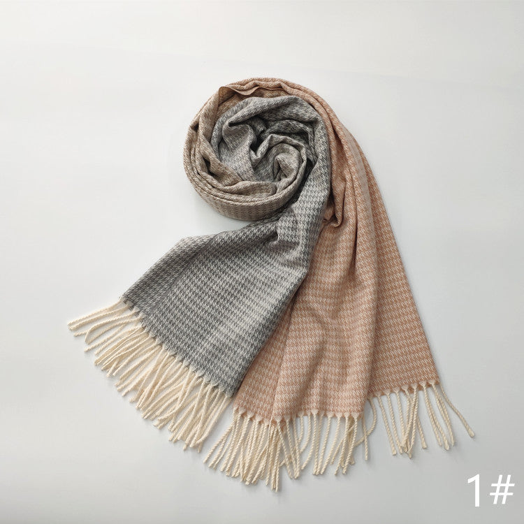 Unisex Imitation Cashmere Scarf – Soft, Warm & Stylish Tie-Dye Wrap with Tassels