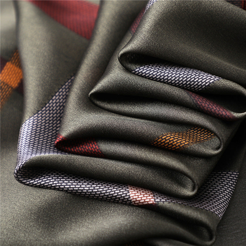 Elegant Geometric Silk Scarf – Luxurious Silk Satin Shawl for Women (180x90cm)