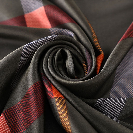 Elegant Geometric Silk Scarf – Luxurious Silk Satin Shawl for Women (180x90cm)