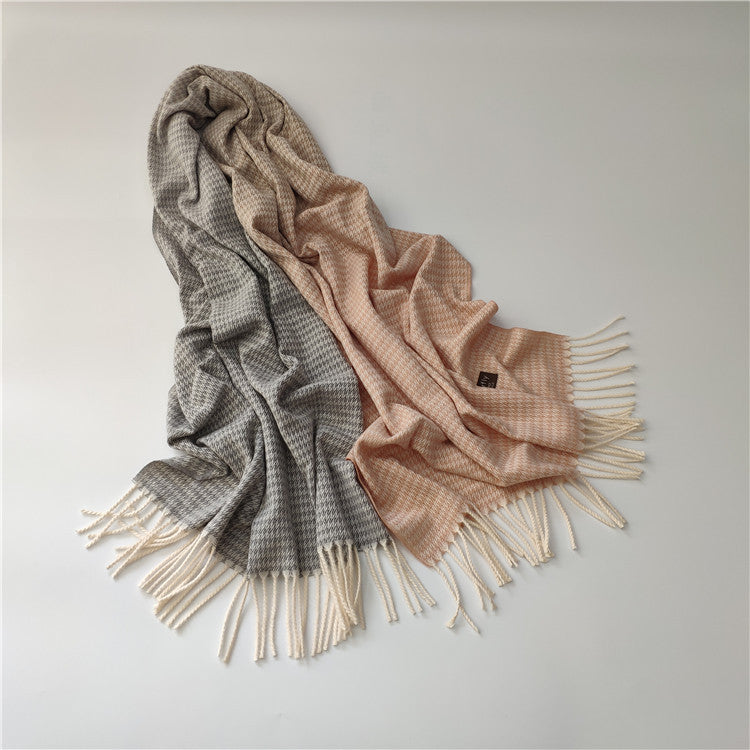 Unisex Imitation Cashmere Scarf – Soft, Warm & Stylish Tie-Dye Wrap with Tassels