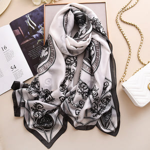 Floral Imitation Silk Scarf – Elegant & Lightweight Wrap for Women