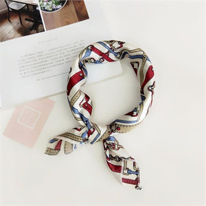 Elegant Printed Satin Scarf – Chic & Versatile Accessory
