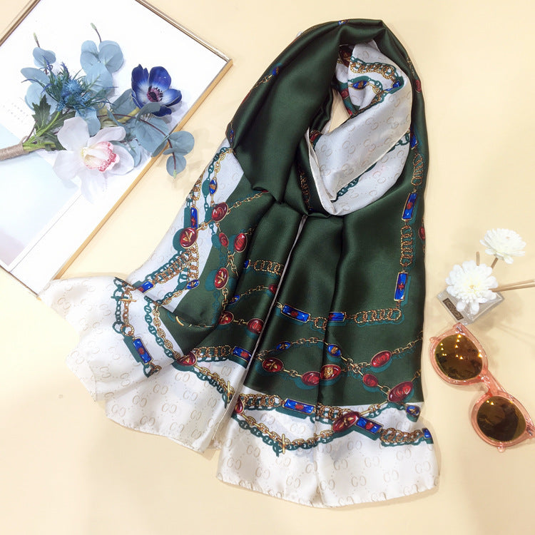 Silk Scarf for Women – Long Printed Shawl for Spring & Autumn