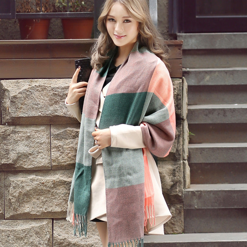 Unisex Oversized Wool-Blend Scarf – Soft & Warm Twill Wrap with Tassels