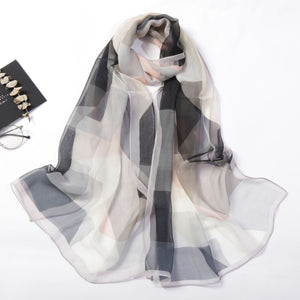Women's Geometric Silk Scarf – Lightweight Triangle Print Wrap (160x50cm)