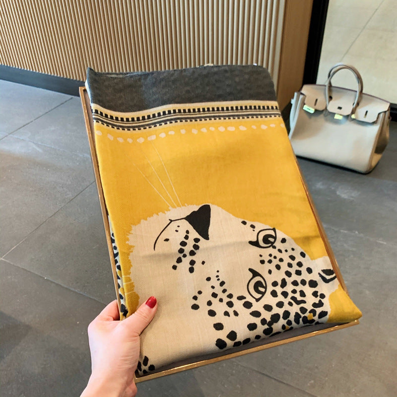 Chic Leopard Print Silk Scarf – Stylish & Lightweight Shawl for Women