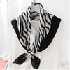 Elegant Mulberry Silk Zebra Print Square Scarf – Luxurious Crepe Satin for Women