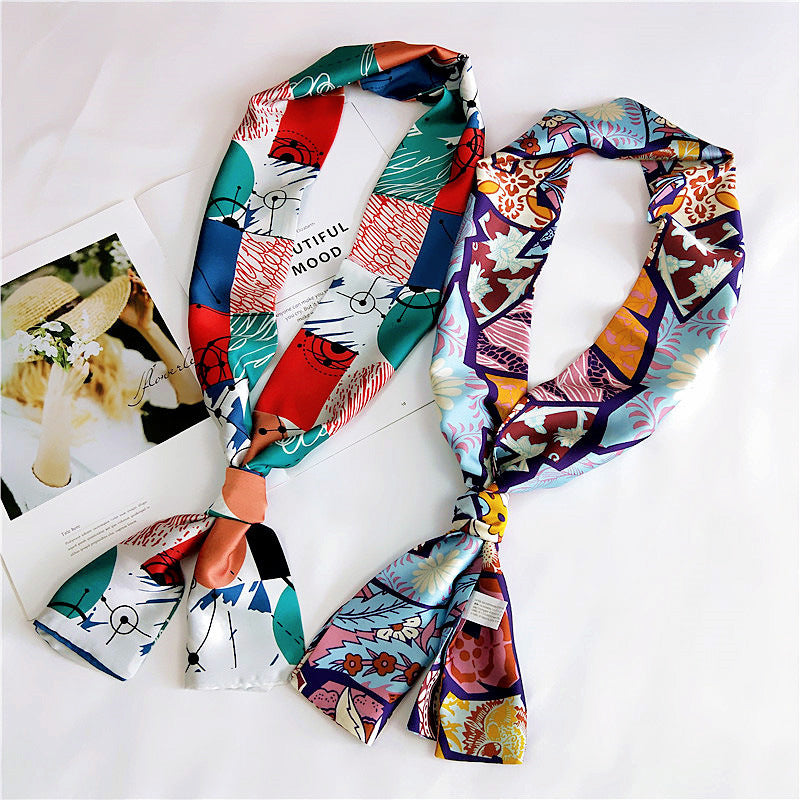 Elegant Double-Sided Silk Scarf – Versatile Long Scarf for Women & Men (Spring & Autumn)