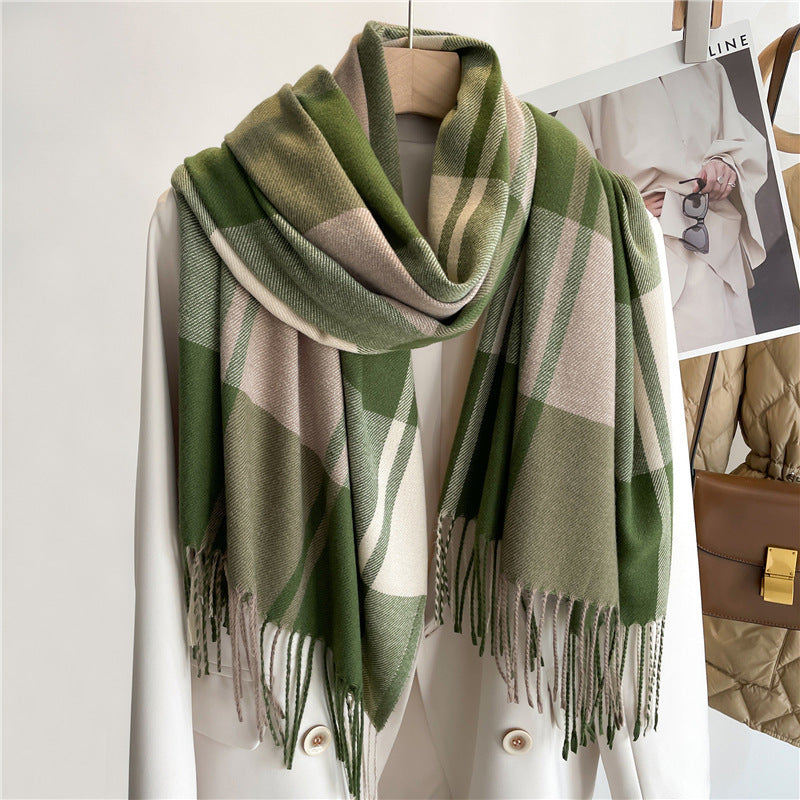Korean Style Plaid Scarf – Unisex Winter Shawl