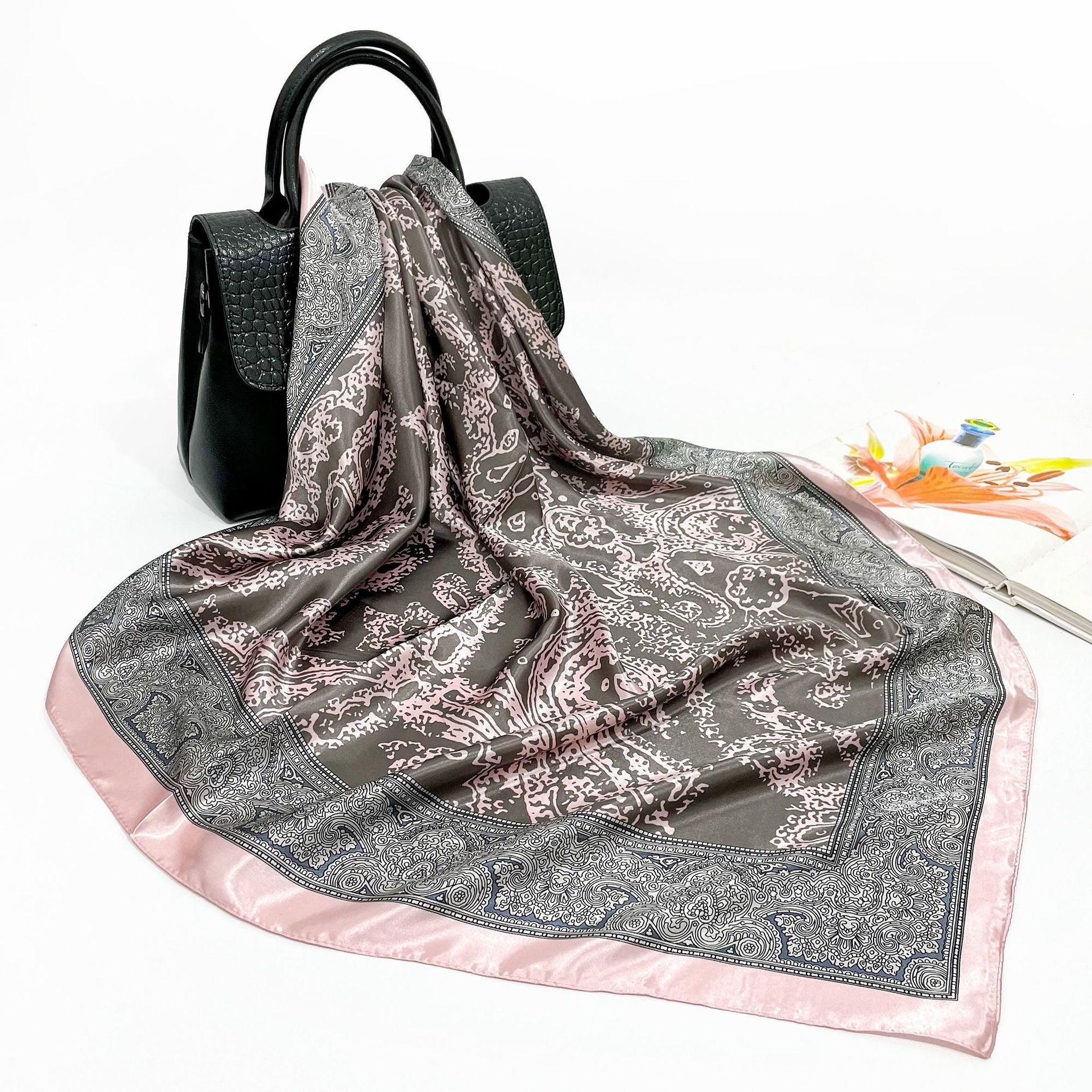 Elegant 90cm Silk Square Scarf – Lightweight & Stylish for All Seasons