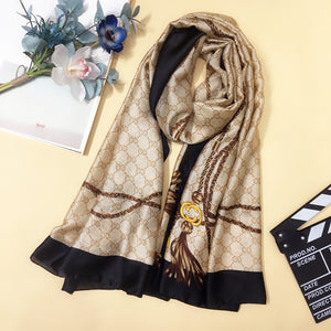 Silk Scarf for Women – Long Printed Shawl for Spring & Autumn