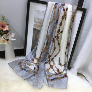 Silk Scarf for Women – Long Printed Shawl for Spring & Autumn