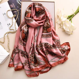 Floral Imitation Silk Scarf – Elegant & Lightweight Wrap for Women