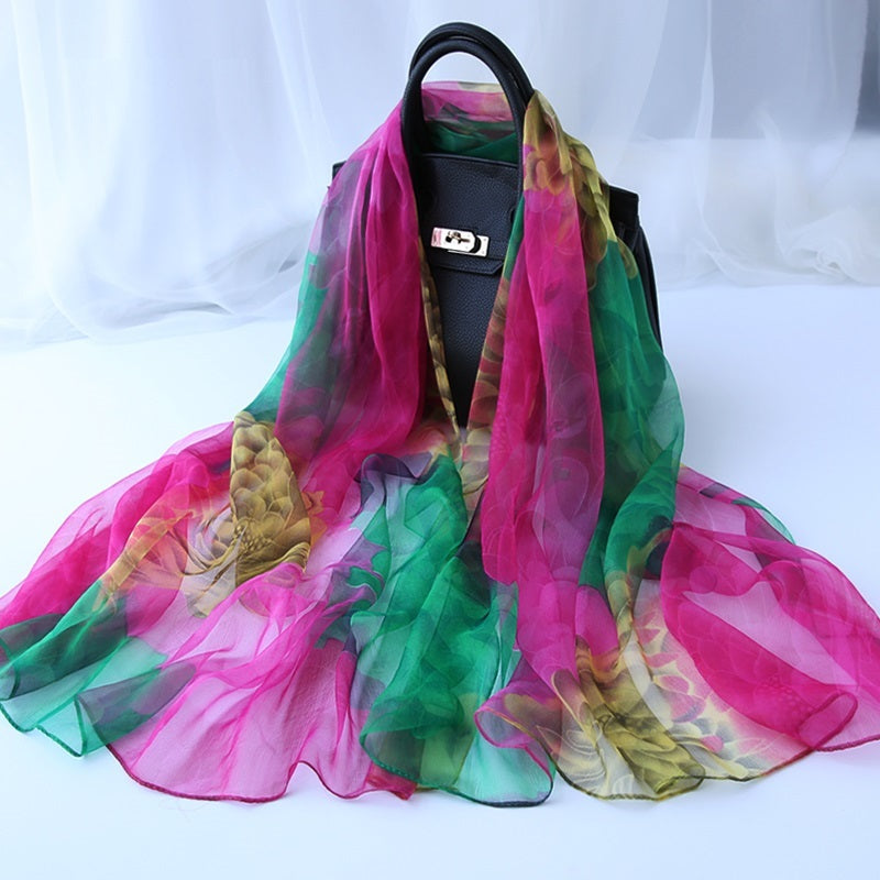 Ladies' Fashion Versatile Decorative Silk Scarf – Elegant & Chic
