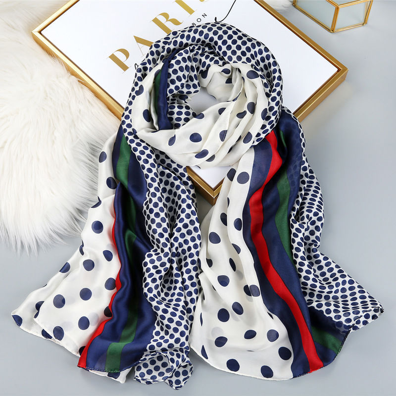 Polka Dot Printed Silk Scarf – Elegant & Lightweight Wrap for Women