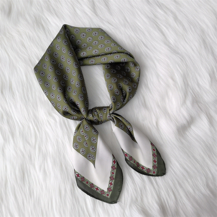 Square Imitated Silk Scarf – Geometric Pattern
