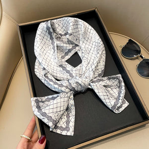 Elegant Floral Artificial Silk Scarf & Hair Band – Versatile Rayon Fashion Accessory