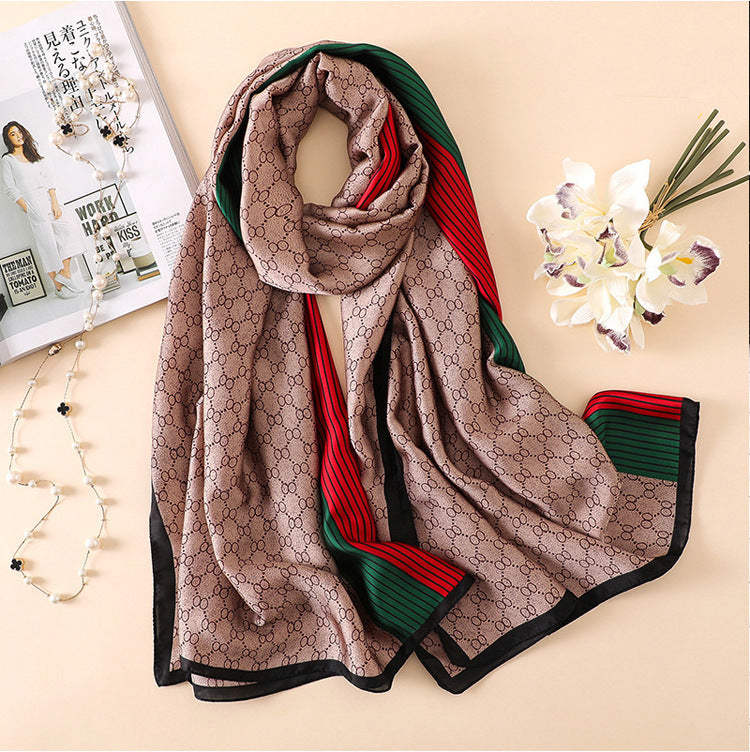 Silk Scarf for Women – Long Printed Shawl for Spring & Autumn
