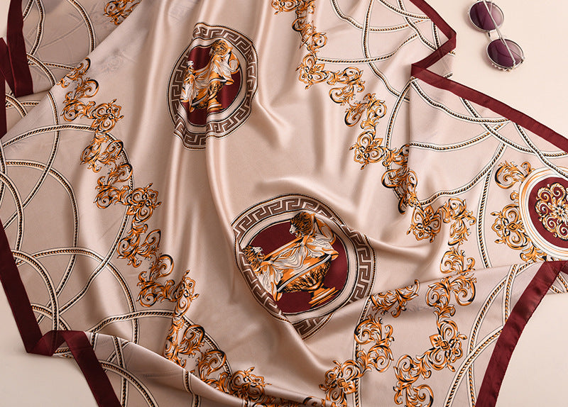 Floral Imitation Silk Scarf – Elegant & Lightweight Wrap for Women