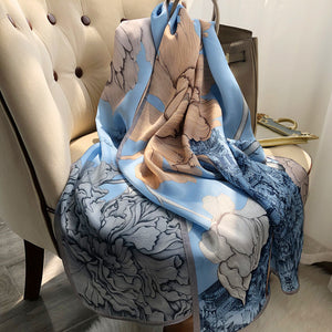 Elegant French Satin Silk Scarf – Luxurious Long Shawl for Women (Dual-Use Wrap)