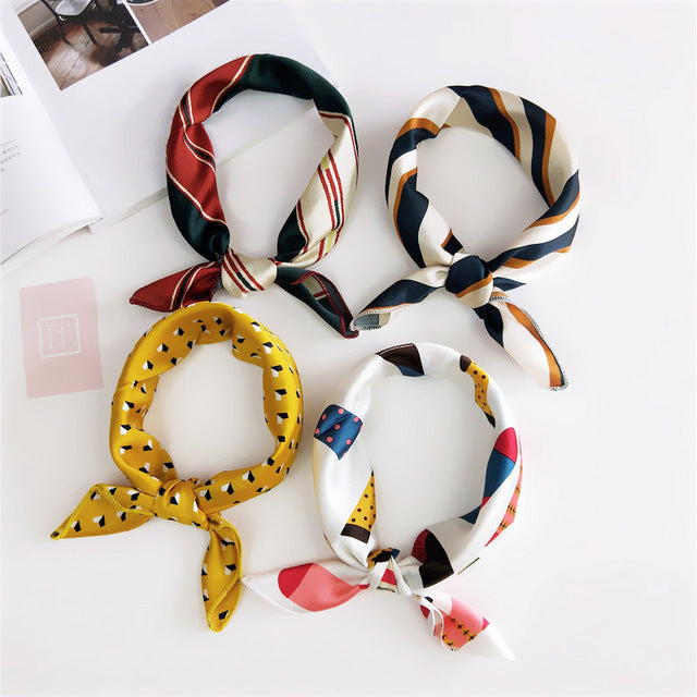 Elegant Printed Satin Scarf – Chic & Versatile Accessory