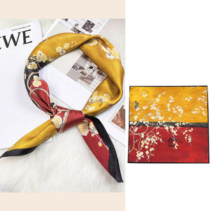 Women's Fashionable Mulberry Silk Scarf – Elegant Printed Square Wrap (70x70cm)