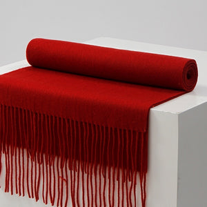 Unisex Solid Color Wool Scarf – Thickened Winter Warmth