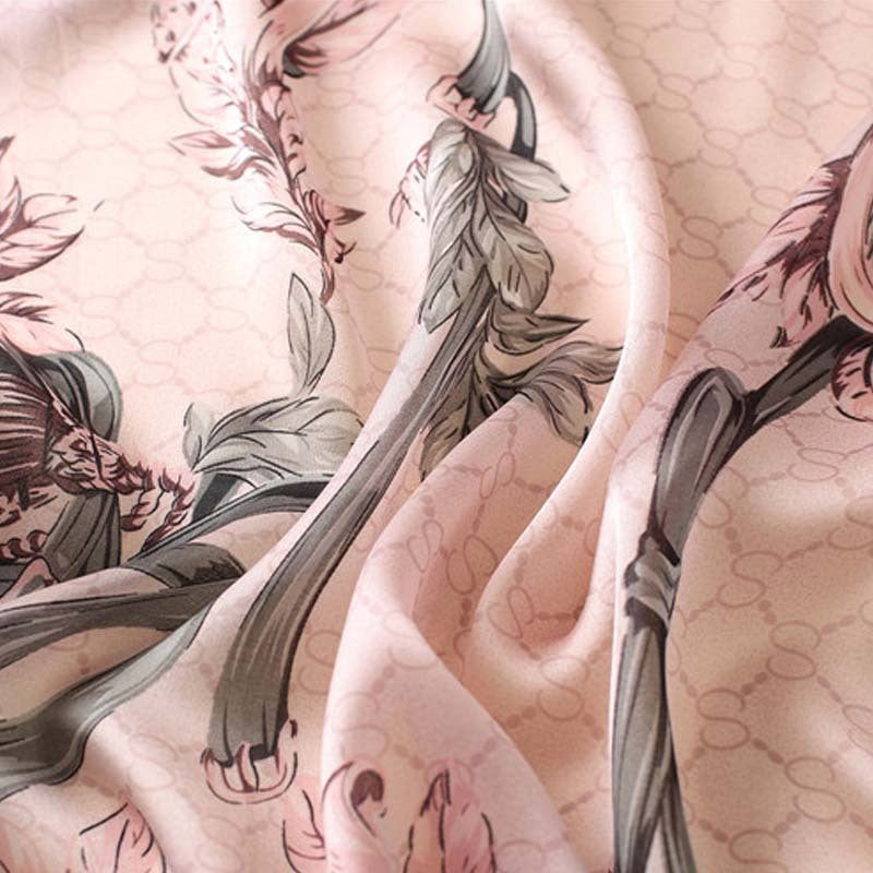 Floral Printed Imitation Silk Scarf – Lightweight & Stylish Sunscreen Shawl