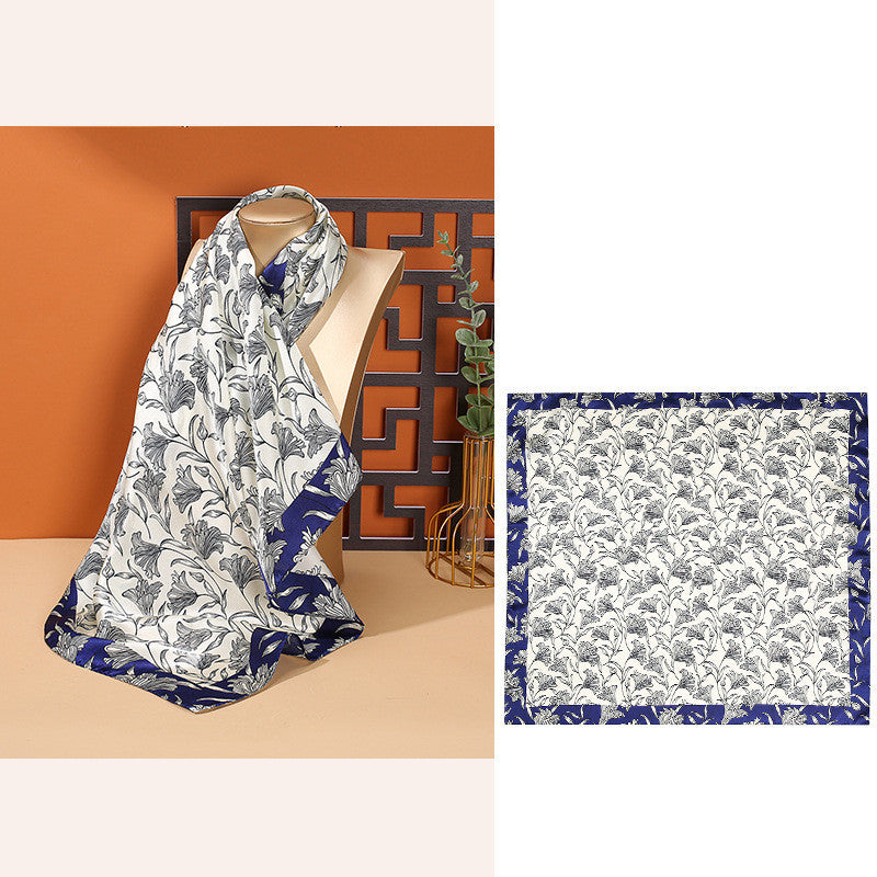 Women's Fashionable Mulberry Silk Scarf – Elegant Printed Square Wrap (70x70cm)