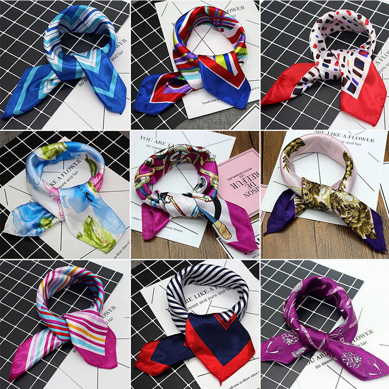 Versatile Small Silk Square Scarf 50cm  – Elegant Fashion Accessory