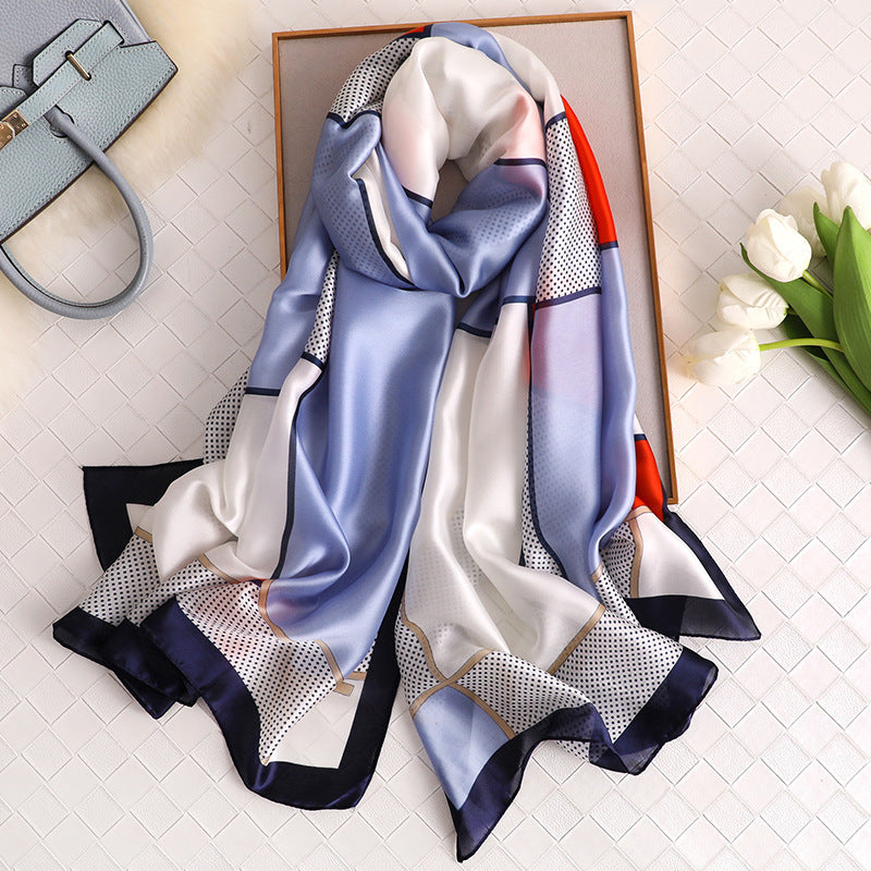Women's Simulated Silk Sunscreen Scarf – Lightweight Floral Summer Wrap