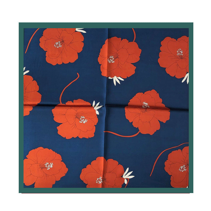 Floral Silk Scarf – Elegant & Lightweight Square Scarf (53cm)