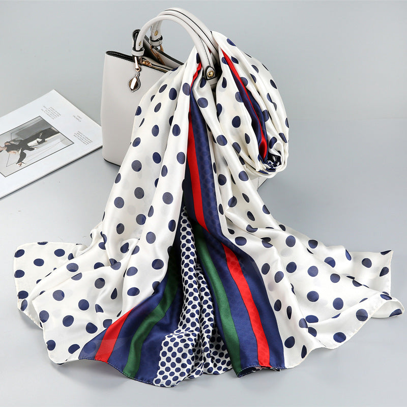 Polka Dot Printed Silk Scarf – Elegant & Lightweight Wrap for Women