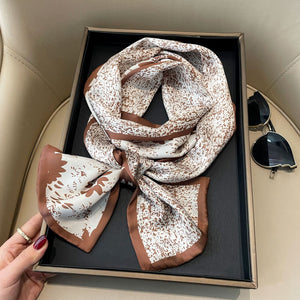 Elegant Floral Artificial Silk Scarf & Hair Band – Versatile Rayon Fashion Accessory