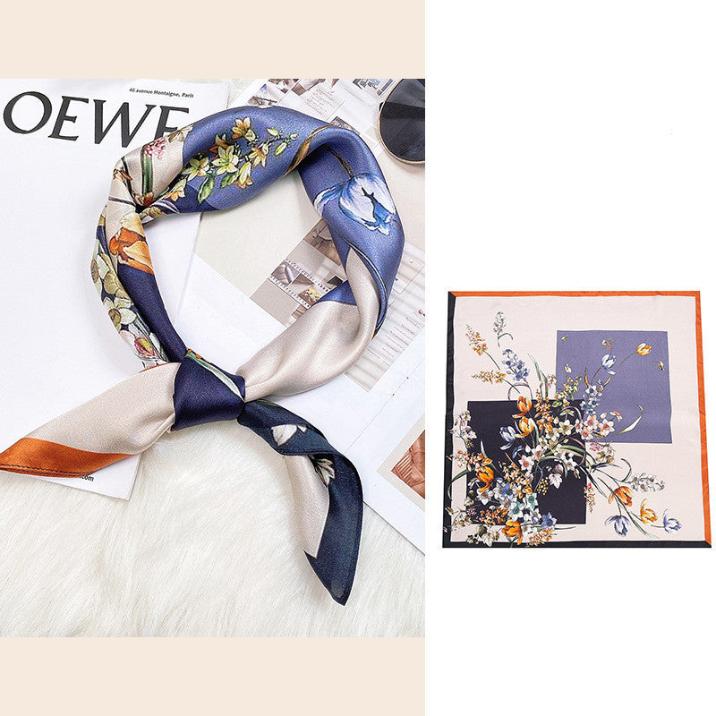 Women's Fashionable Mulberry Silk Scarf – Elegant Printed Square Wrap (70x70cm)