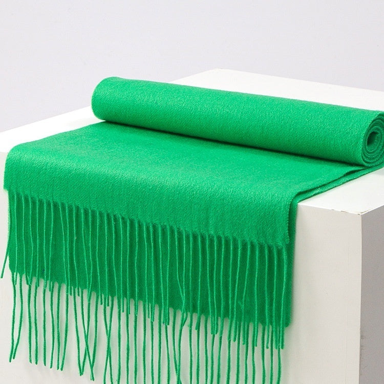 Unisex Solid Color Wool Scarf – Thickened Winter Warmth