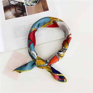 Elegant Printed Satin Scarf – Chic & Versatile Accessory